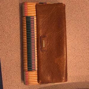 Fossil checkbook sized wallet with snap closure